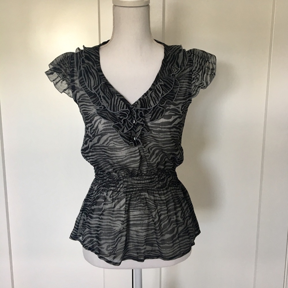 SALE Miley Cyrus & Max Azria | Zebra Sheer Blouse